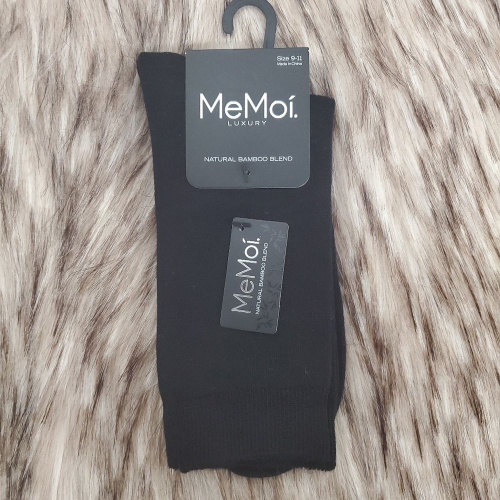 MEMOí Black Natural Blend Bamboo Crew Socks